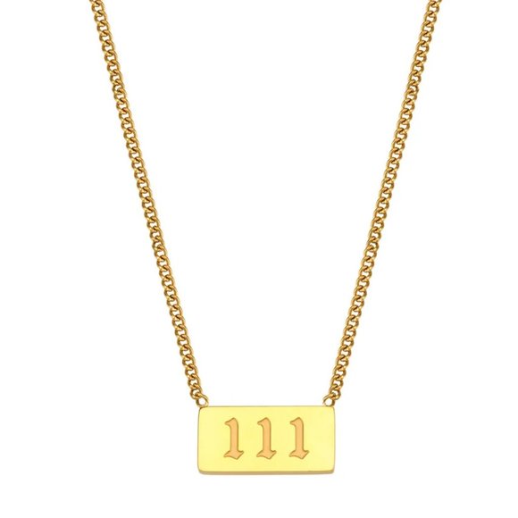 Lemonlimeblue Jewelry - 111 Angel Number 18K Gold Plated Stainless Steel Pendant Necklace